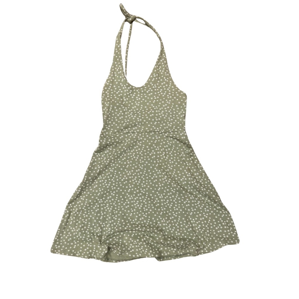 Green floral halter dress